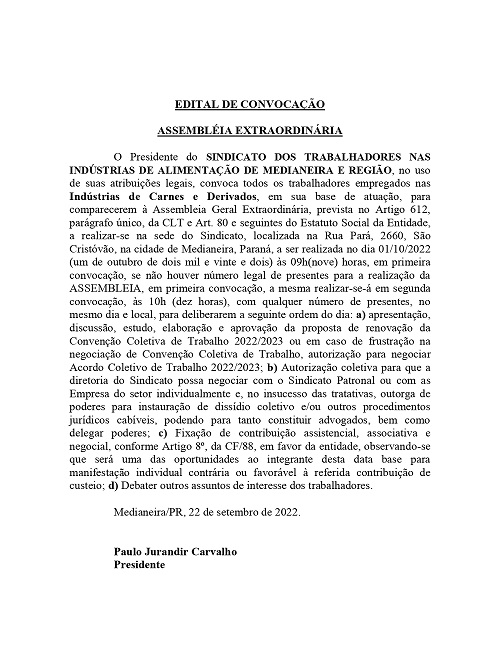 ASSEMBLEIA DAS INDUSTRIAS DE CARNES DE DERIVADOS